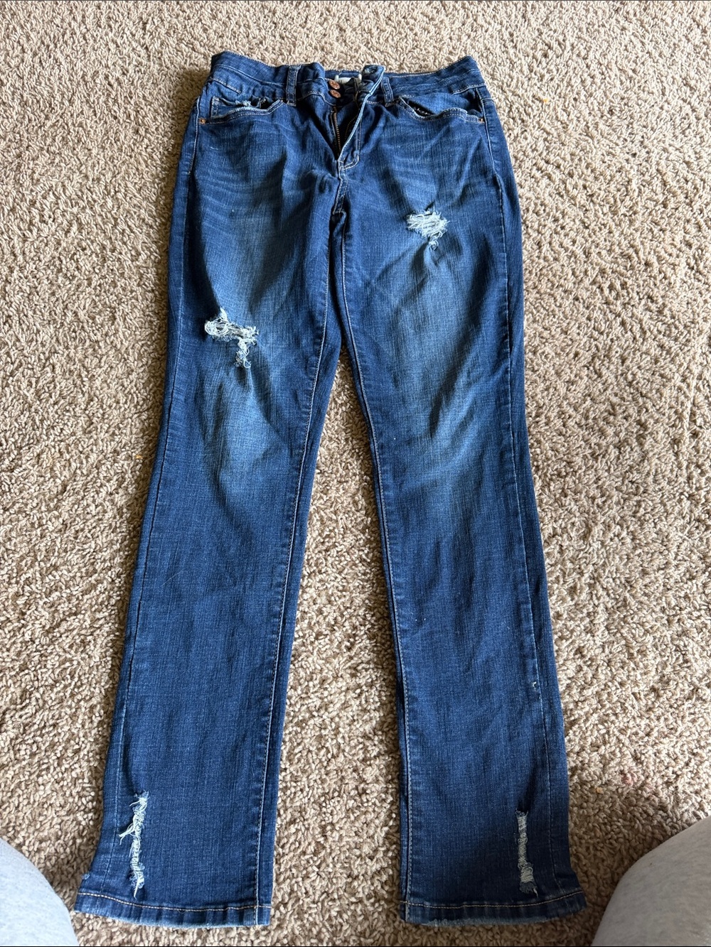 YMI Distressed Dark Blue Straight Jeans